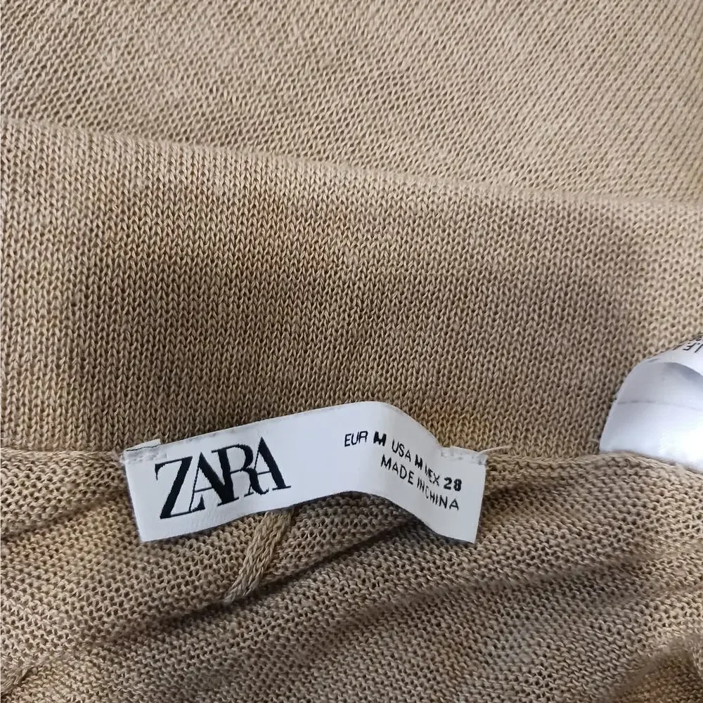 Zara Linen Semi-Sheer Knit Pants Size Medium